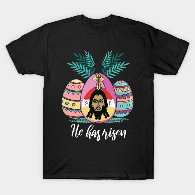 Orthodox Easter Egg Cross Greek Lent Scripture T-Shirt by alltheprints